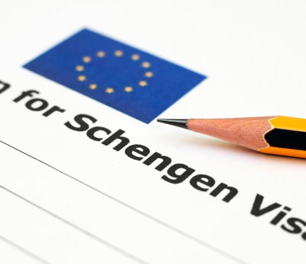 Application for the Schengen visa, blank, pencil 