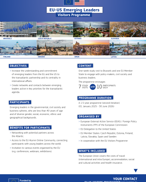 EU-US EMERGING LEADERS VISITORS PROGRAMME 2025-2026 factsheet