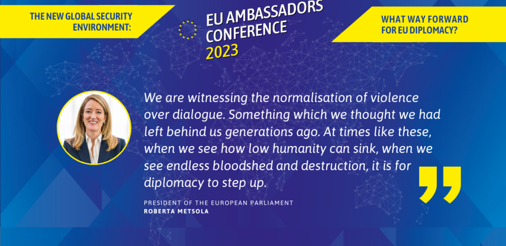 Quote President Metsola: We are witnessing the normalisation of violence over dialogue. Something which we thought we had left behind us generations ago. At times like these, when we see how low humanity can sink, when we see endless bloodshed and destruction, it is for diplomacy to step up.