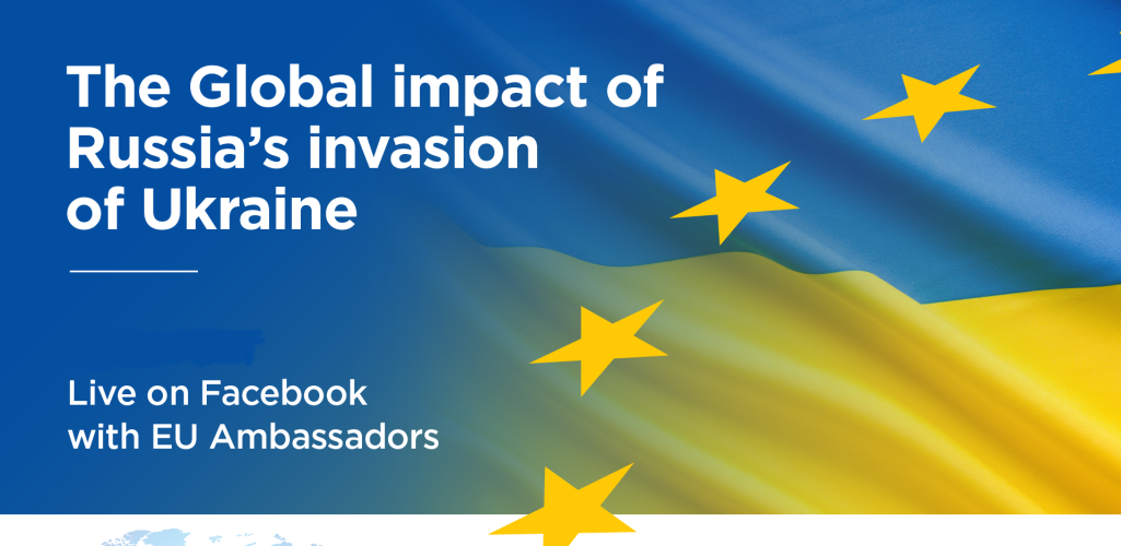 Facebook live with Ambassadors on Europe Day - generic visual with EU flag and UA colors